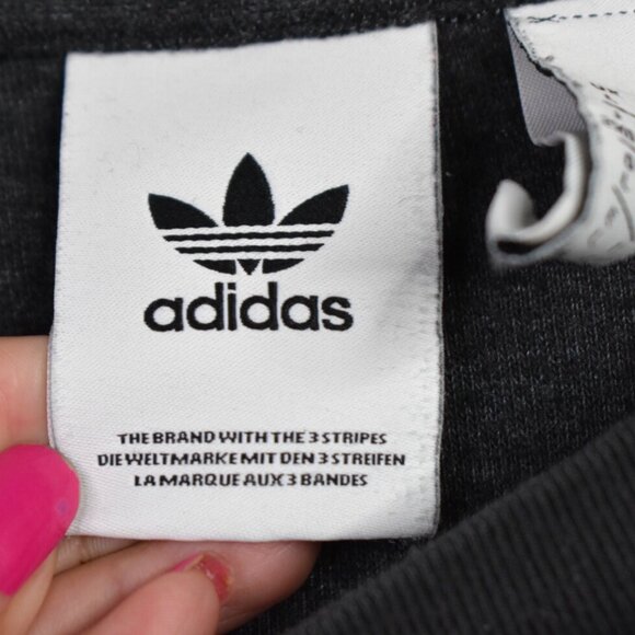 Adidas Sweater L Mens Gray Pullover Long Sleeve Brand with 3 Stripes Zipper - Picture 4 of 9